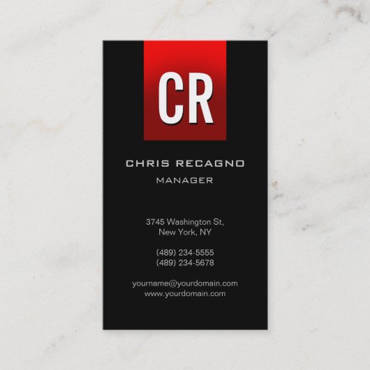Verticaal rood strepe zwart Visitekaartje (Voorkant)
