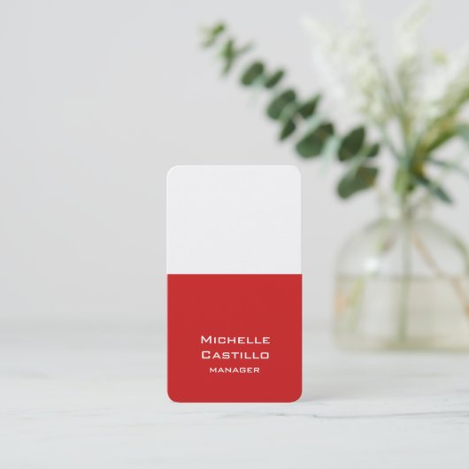 Verticaal, rood, uniek ontwerp visitekaartje (Staand voorkant)