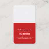 Verticaal, rood, uniek ontwerp visitekaartje (Achterkant)