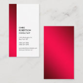 Verticaal rood wit minimalistisch modern visitekaartje (Voorkant / Achterkant)