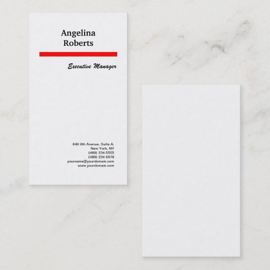 Verticaal rood wit professioneel vlak minimalistis visitekaartje (Voorkant / Achterkant)
