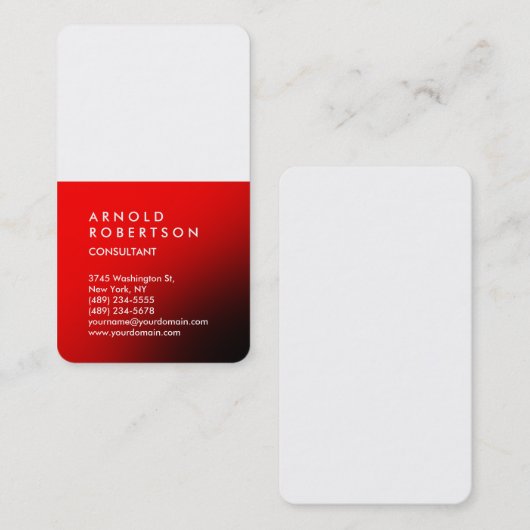 Verticaal Rood Wit Trendy Consultant Visitekaartje (Voorkant / Achterkant)