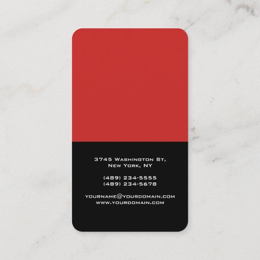 Verticaal rood zwart Abstract Modern Stijlvol Tren Visitekaartje (Achterkant)