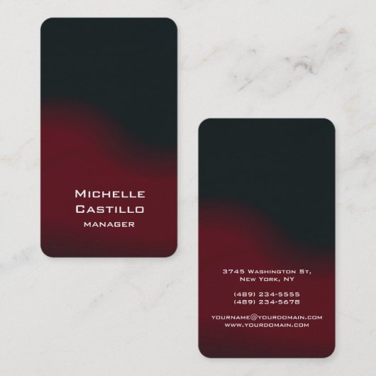 Verticaal, roodzwart, uniek ontwerp visitekaartje (Voorkant / Achterkant)
