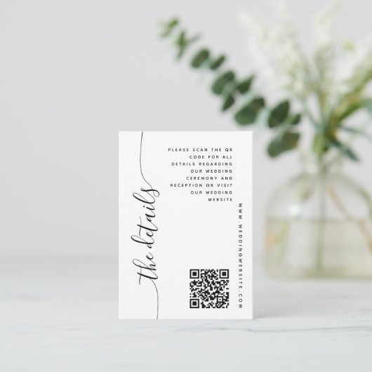 Verticaal Script Bruiloft Details Behuizing Kaart (Staand voorkant)