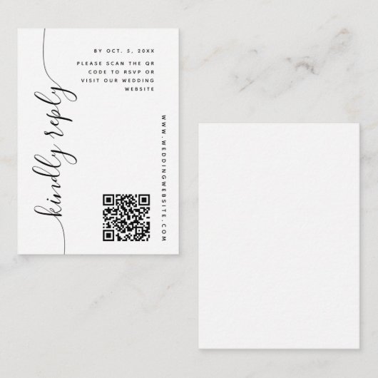 Verticaal Script Bruiloft RSVP Informatiekaartje (Voorkant / Achterkant)