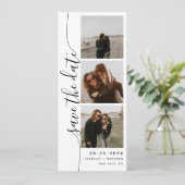 Verticaal Script Fotostrip Bruiloft Save The Date (Staand voorkant)