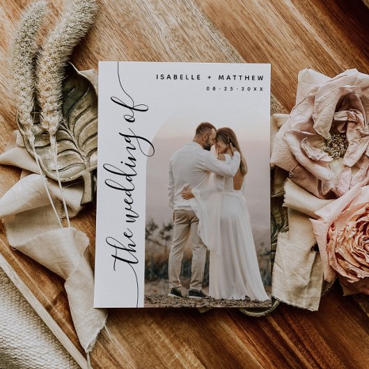 Verticaal Script Photo Arch Bruiloft Kaart