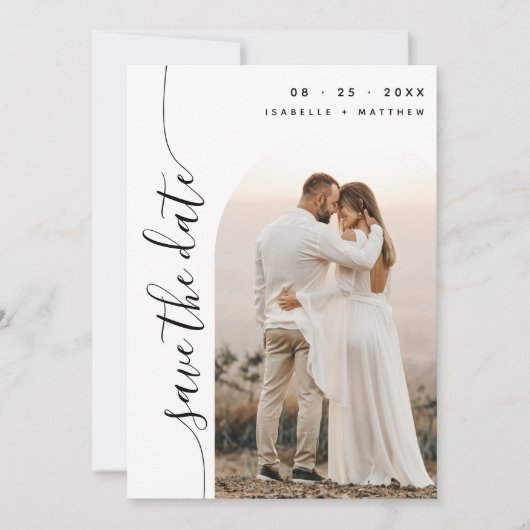 Verticaal Script Photo Arch Bruiloft Save The Date (Voorkant)