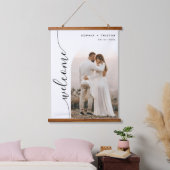 Verticaal Script Photo Arch Bruiloft Welkomstbord Hangend Wandkleed (Slaapkamer)