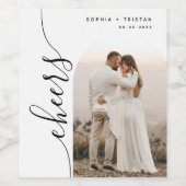 Verticaal Script Photo Arch Bruiloft Wijn Etiket (Enkel label)