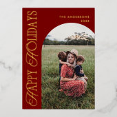 Verticaal script Photo Arch Folie Feestdagenkaart (Voorkant)