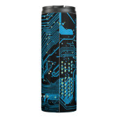 Verticaal Sky Blue Name, Blue & Black Circuit Boar Thermosbeker (Achterkant)