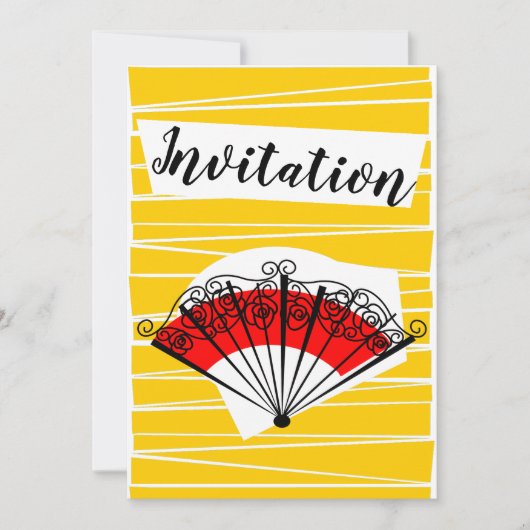 Verticaal Spaans Fan Invitation Kaart (Voorkant)