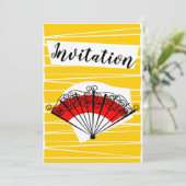 Verticaal Spaans Fan Invitation Kaart (Staand voorkant)