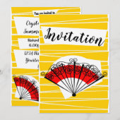 Verticaal Spaans Fan Invitation Kaart (Voorkant / Achterkant)