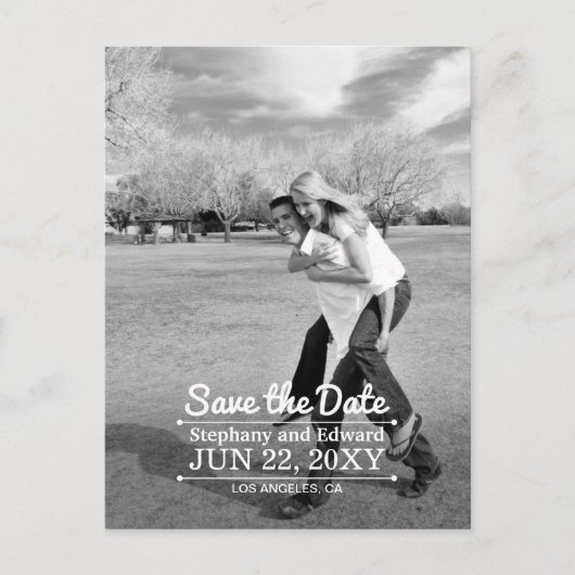 Verticaal sparen de Datum Aangepaste Foto Briefkaa Aankondigingskaart (Voorkant)