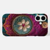 Verticaal spiegelwerk en borduurwerk Case-Mate iPhone case (Achterkant (horizontaal))