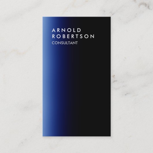 Verticaal stijlvol blauw zwart Visitekaartje (Voorkant)