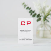 Verticaal Stijlvol rood-wit monogram Visitekaartje (Staand voorkant)