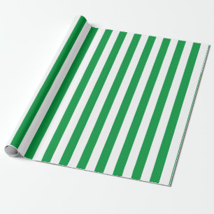 Verticaal streeppatroon in groen en wit cadeaupapier