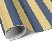 Verticaal streeppatroon in marineblauw en mosterd cadeaupapier (Rol Hoek)