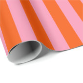 Verticaal streeppatroon in rood Sinaasappel en roz Cadeaupapier (Rol Hoek)