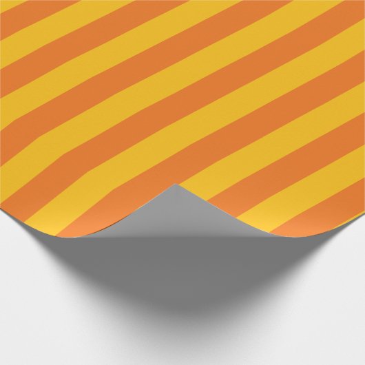 Verticaal streeppatroon in Sinaasappel en geel Cadeaupapier (Hoek)