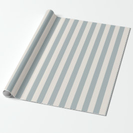 Verticaal streeppatroon lichtblauw-grijs en crème cadeaupapier