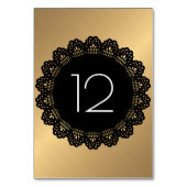 Verticaal tabelnummer Gold Black Lace Folk Kaart (Voorkant)