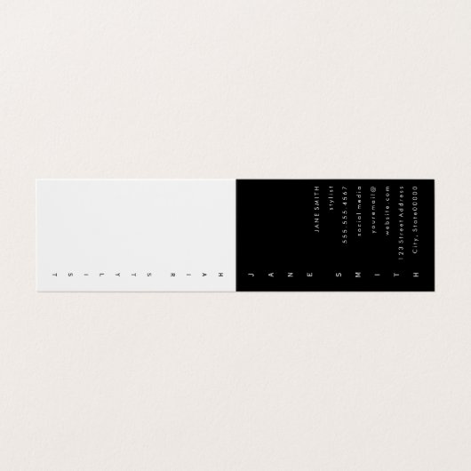 Verticaal tekstontwerp visitekaartje (Buitenkant ongevouwen)