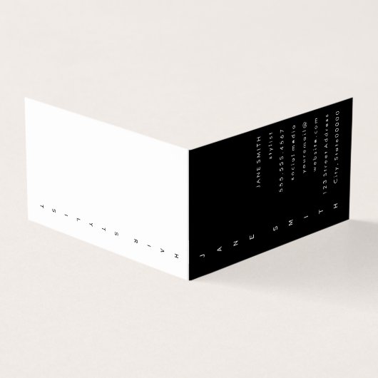 Verticaal tekstontwerp visitekaartje (Buitenkant)