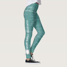 verticaal tekstteam noemt de blauwgroen leggings v