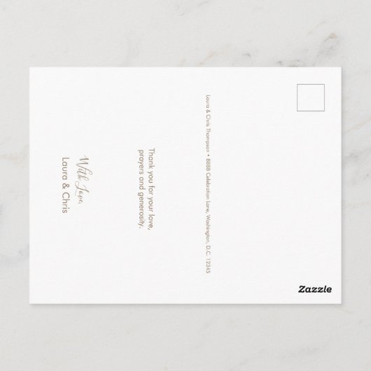 Verticaal Terug Blauw Baby Boy Foto Doop Briefkaart (Achterkant)