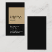 Verticaal trendmatig beige zwarte visitekaartje (Voorkant / Achterkant)