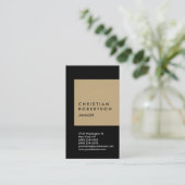 Verticaal trendmatig beige zwarte visitekaartje (Staand voorkant)