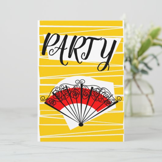 Verticaal uitnodiging Spaanse Fan Party (Staand voorkant)