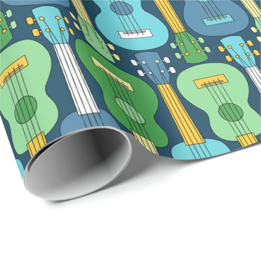 Verticaal Ukulele Patroon Cadeaupapier (Rol Hoek)