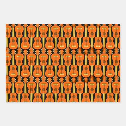 Verticaal Ukulele Patroon Inpakpapier Vel (Voorkant 3)