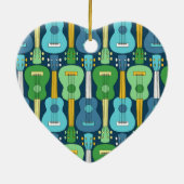 Verticaal Ukulele Patroon Keramisch Ornament (Achterkant)