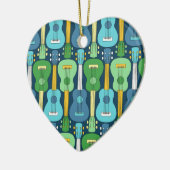 Verticaal Ukulele Patroon Keramisch Ornament (Links)