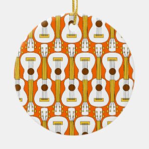 Verticaal Ukulele Patroon Keramisch Ornament
