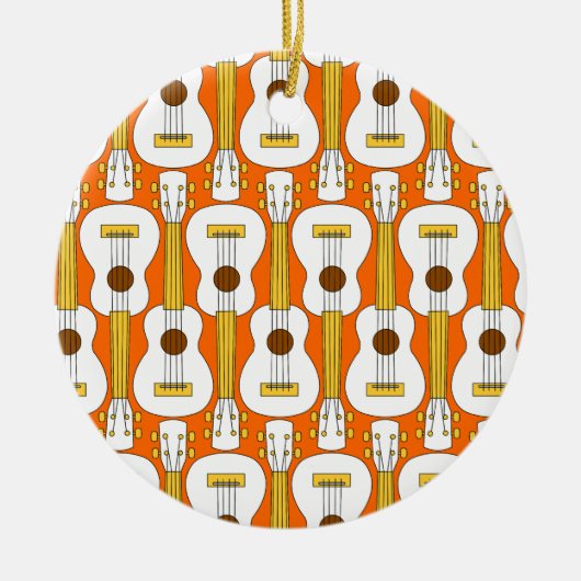 Verticaal Ukulele Patroon Keramisch Ornament (Voorkant)