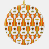 Verticaal Ukulele Patroon Keramisch Ornament (Achterkant)
