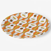 Verticaal Ukulele Patroon Papieren Bordje (Gekanteld)