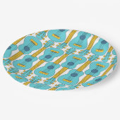 Verticaal Ukulele Patroon Papieren Bordje (Gekanteld)