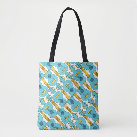 Verticaal Ukulele Patroon Tote Bag (Voorkant)
