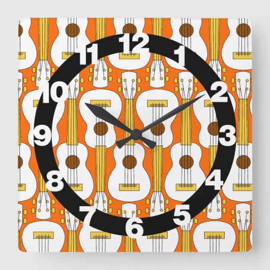 Verticaal Ukulele Patroon Vierkante Klok (Voorkant)