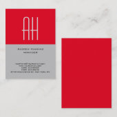 Verticaal uniek gewoon grijs monogram visitekaartje (Voorkant / Achterkant)