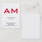 Verticaal uniek gewoon wit monogram visitekaartje (Voorkant / Achterkant)